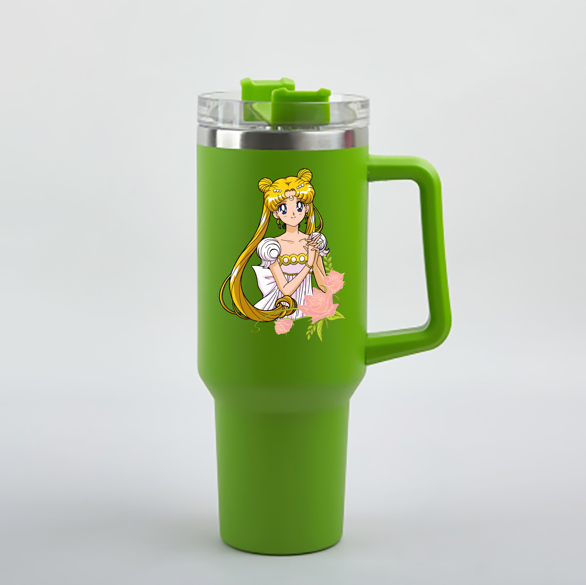 （画像用） 美少女戦士セーラームーン 愛野 美奈子 あいの みなこ Sailor Moon Aino Minako 1200mL車用タンブラー - クリスタルステッカー（プラスチックストロー付き）